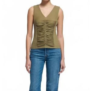 NEW NATION LTD tara v-neck tank top in capers green